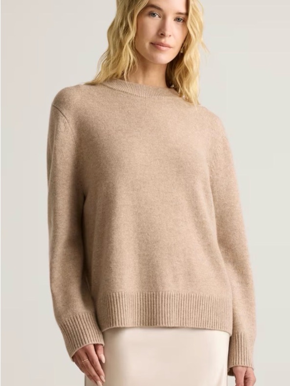 Quince Cashmere Crewneck Sweater - Sand